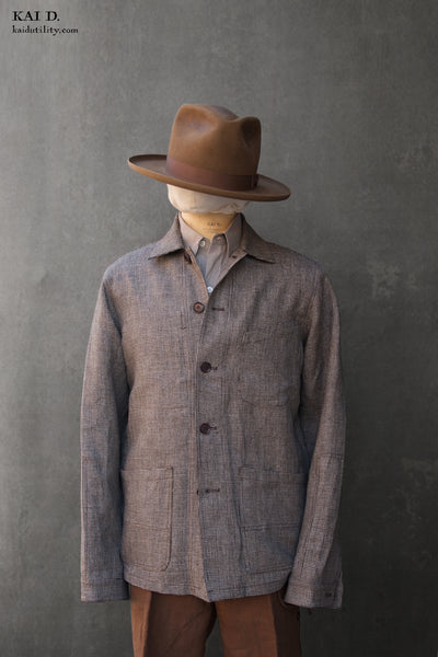 Architect Jacket - Tan Houndstooth Linen - S, M, L