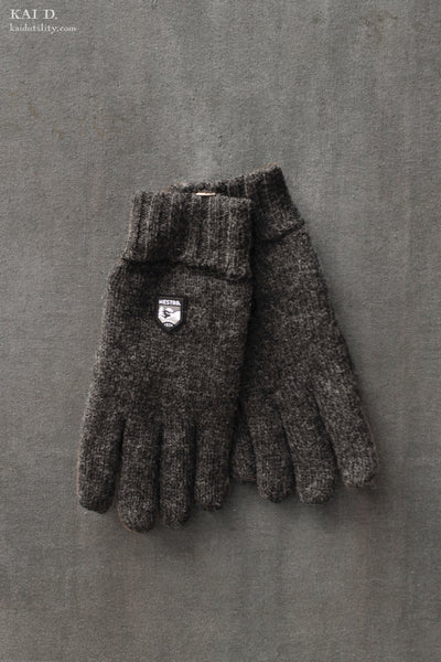 Wool Knit Gloves - Charcoal Heather - 7, 8, 9