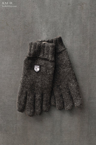 Wool Knit Gloves - Charcoal Heather - S