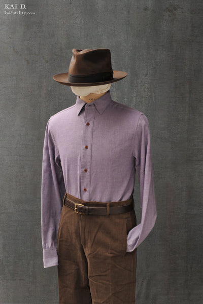 Italian Flannel Denham Shirt - Lilac - M, L (longer sleeves and body length)