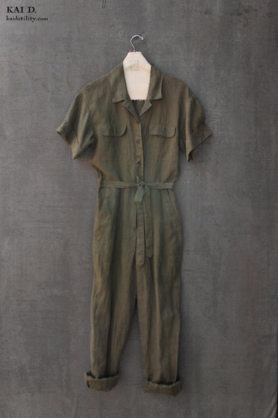 Louis Jumpsuit - Washed Green - S, L