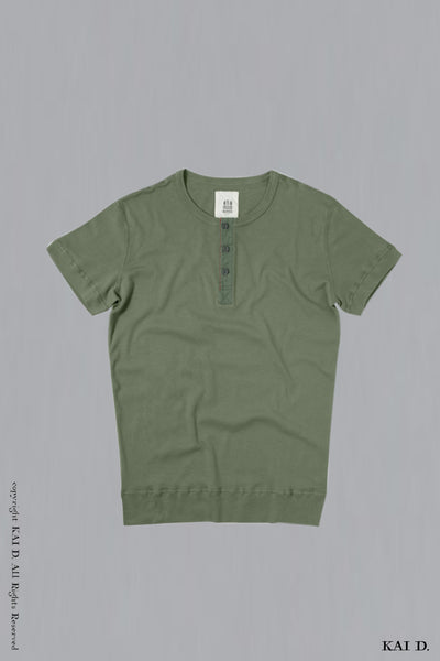 Henley Tee - Green - M, L