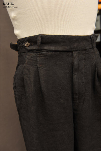 Wide Leg Matisse Pants - Overdyed Black Linen - 30, 32, 34