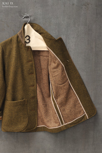 Overdyed Herringbone Mead Jacket - Golden Olive - S
