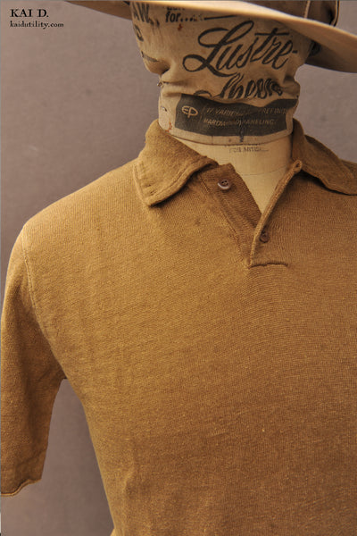 Fine Gauge Linen Polo - Mustard - XL, XXL