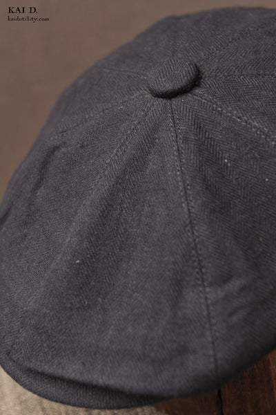 Peaky Hat -  Cotton Linen Herringbone - M