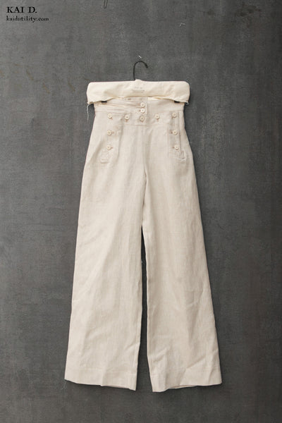Japanese Linen Sailor Pants - Oatmeal - XS, S, M