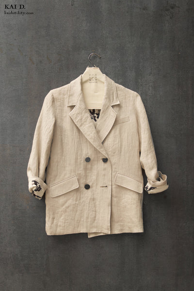 Japanese Linen Blanchett Linen Jacket - Cream - XS, S