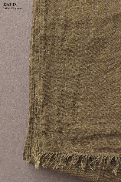 Linen Scarf - Olive Green
