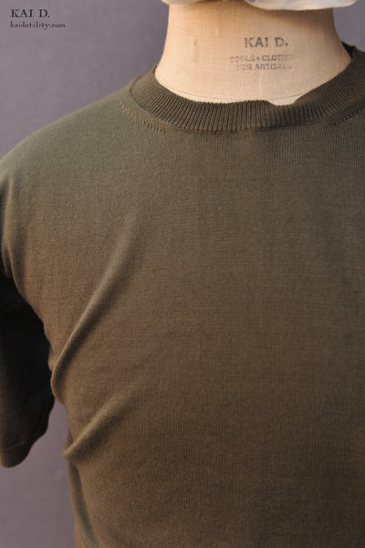 Cotton Knit Tee- Olive - S
