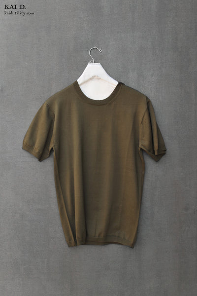 Cotton Knit Tee- Olive - S