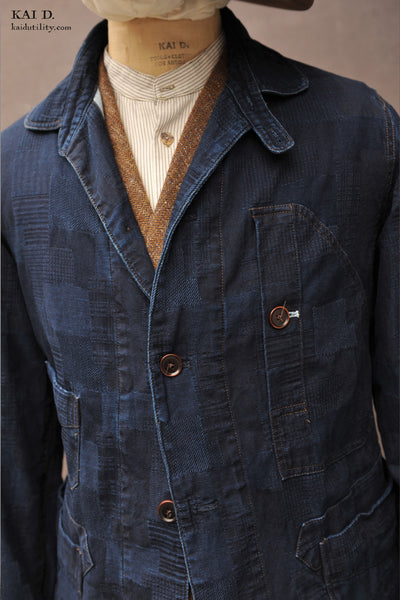 Patchwork Weave Degas Jacket - Deep Indigo - L, XL