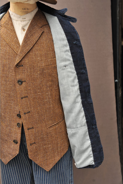 Patchwork Weave Degas Jacket - Deep Indigo - L, XL