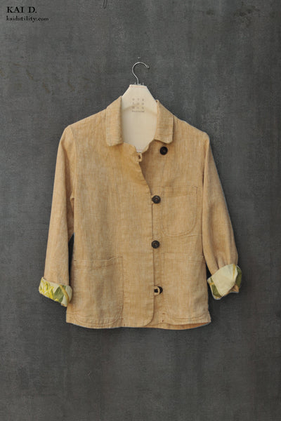 Mead Jacket , Linen Herringbone - Peach - S