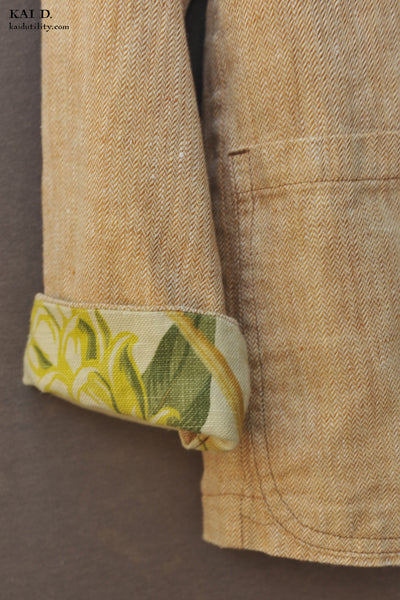 Mead Jacket , Linen Herringbone - Peach - S