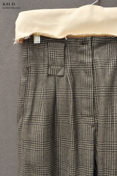 Kaylee Cargo Pants - Glen Plaid Wool - XS