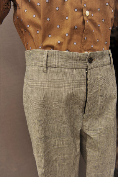 Brancusi Pants - Cotton Linen Glen Plaid - 30, 36
