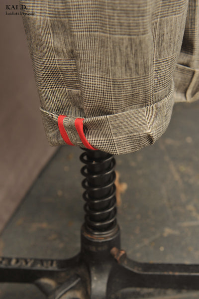 Brancusi Pants - Cotton Linen Glen Plaid - 30, 36
