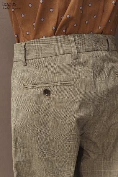 Brancusi Pants - Cotton Linen Glen Plaid - 30, 36