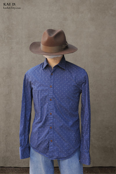Delancey Shirt - Antique Indigo Print - S, M, L