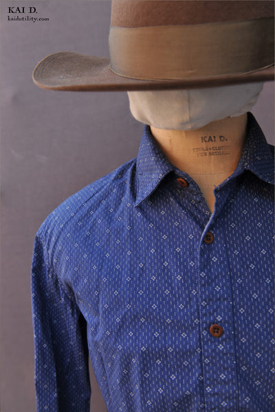 Delancey Shirt - Antique Indigo Print - S, M, L