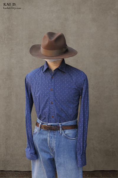 Delancey Shirt - Antique Indigo Print - S, M, L