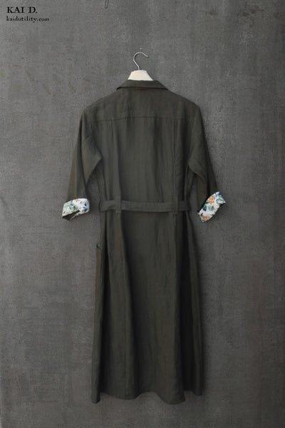 Belgian Line Safari Dress - Dark Green -  S