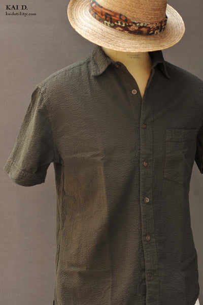 Garment Dyed Baby seersucker Cassady shirt - M