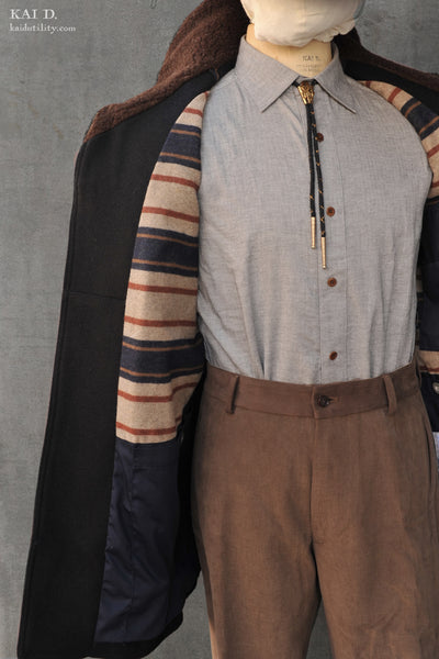 Mackinaw Shawl Collar Wool Coat - Black - M, L, XL