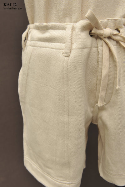 Obelisk Shorts -  Undyed Denim - 1, 2, 3, 4