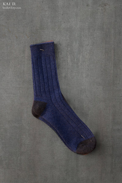 Cashmere Socks - Mens - Cobalt/Charcoal