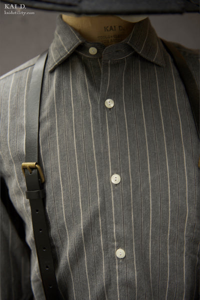 Grey Stripe Flannel Shirt - 45