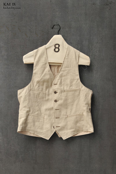 Tradesman Vest - Cream Pinstripe - M