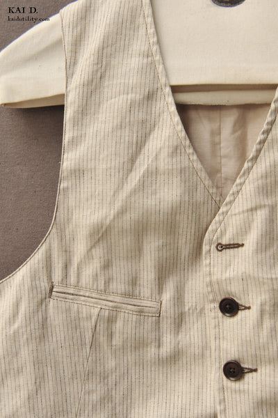 Tradesman Vest - Cream Pinstripe - M