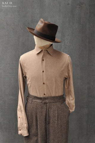 Italian Flannel Denham Shirt - Wheat Heather - M, L, XL, XXL (longer sleeves and  body length)