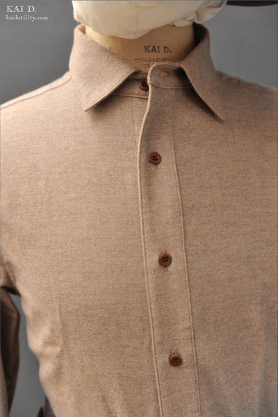 Italian Flannel Denham Shirt - Wheat Heather - M, L, XL, XXL (longer sleeves and  body length)
