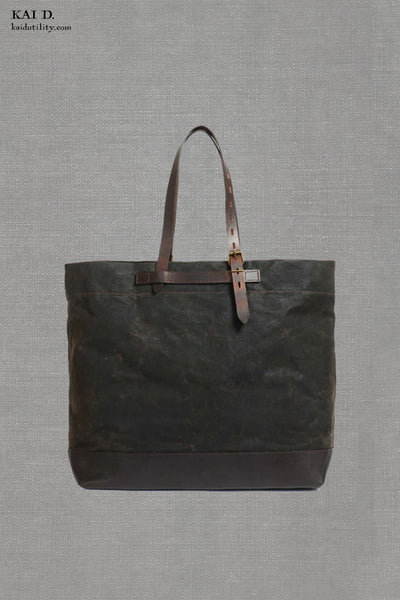 Zinnia Tote Bag - Waxed Canvas - Dark Green