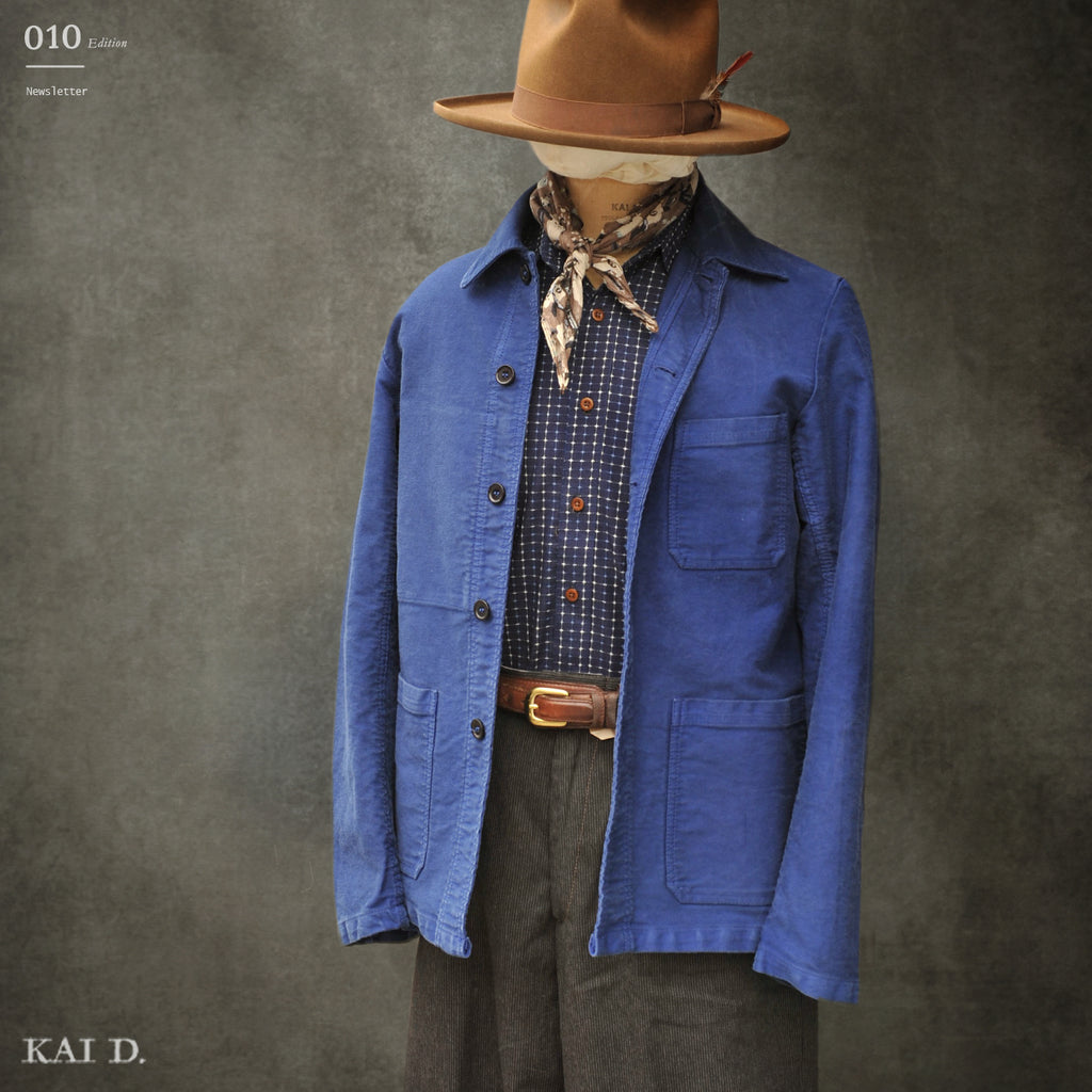 40s France Vintage Blue Moleskin Work Jacket |