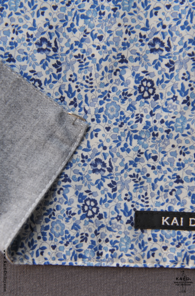 Reversible Petit Floral Pocket Square - Liberty Blue