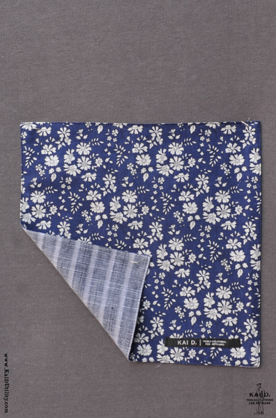 Reversible Petit Floral Pocket Square - Azure Blue