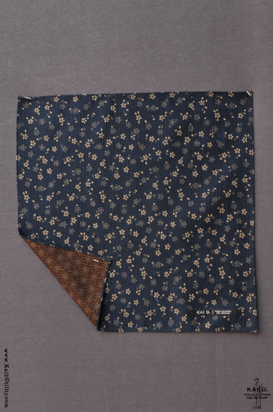 Jacquarded Floral Pocket Square - Indigo Blue