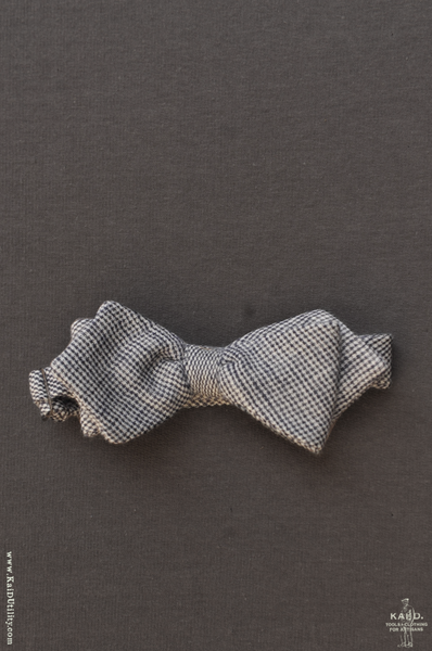 Double Gauze Mini Gingham Bow Tie - Grey