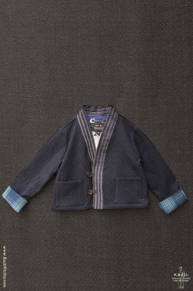 Children's Kimono Jacket - Mock Quilt Indigo - M