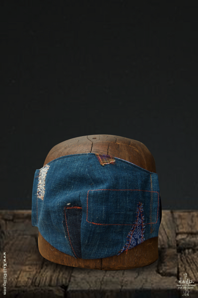 Cloth Face Mask - Vintage Japanese Indigo with Patches A