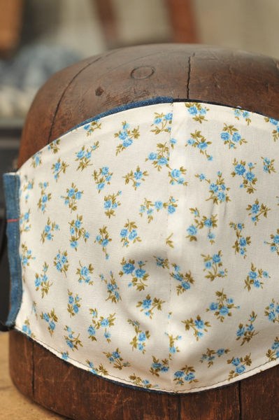 Cloth Face Mask - Vintage Japanese Indigo with Patches D