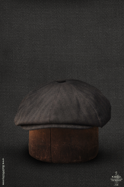 Peaky Hat - Brown herringbone wool - L