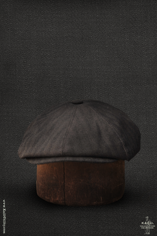 Peaky Hat - Brown herringbone wool - XL
