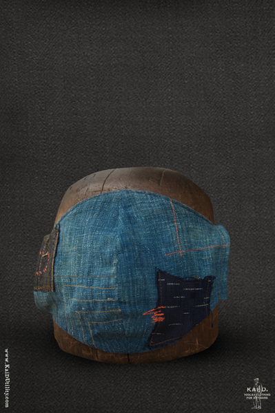 Cloth Face Mask - Vintage Japanese Indigo with Patches H