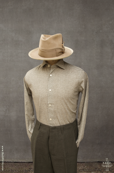 Herringbone Print Shirt - Khaki - 43