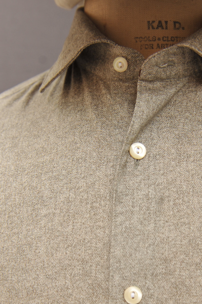 Herringbone Print Shirt - Khaki - 43
